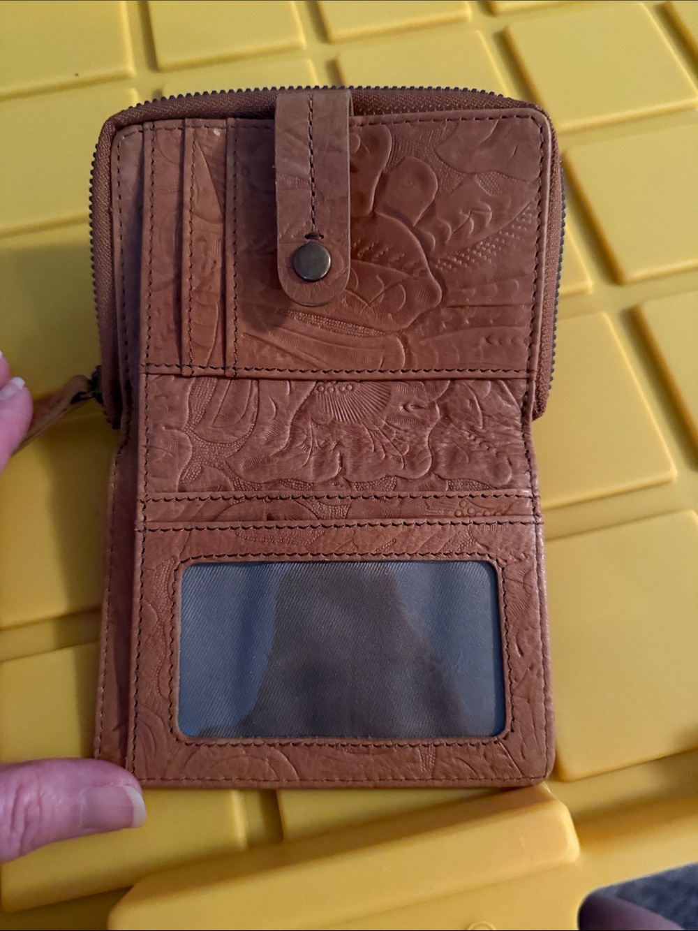 Brown Embossed Compact Wallet - Picture 2 of 6